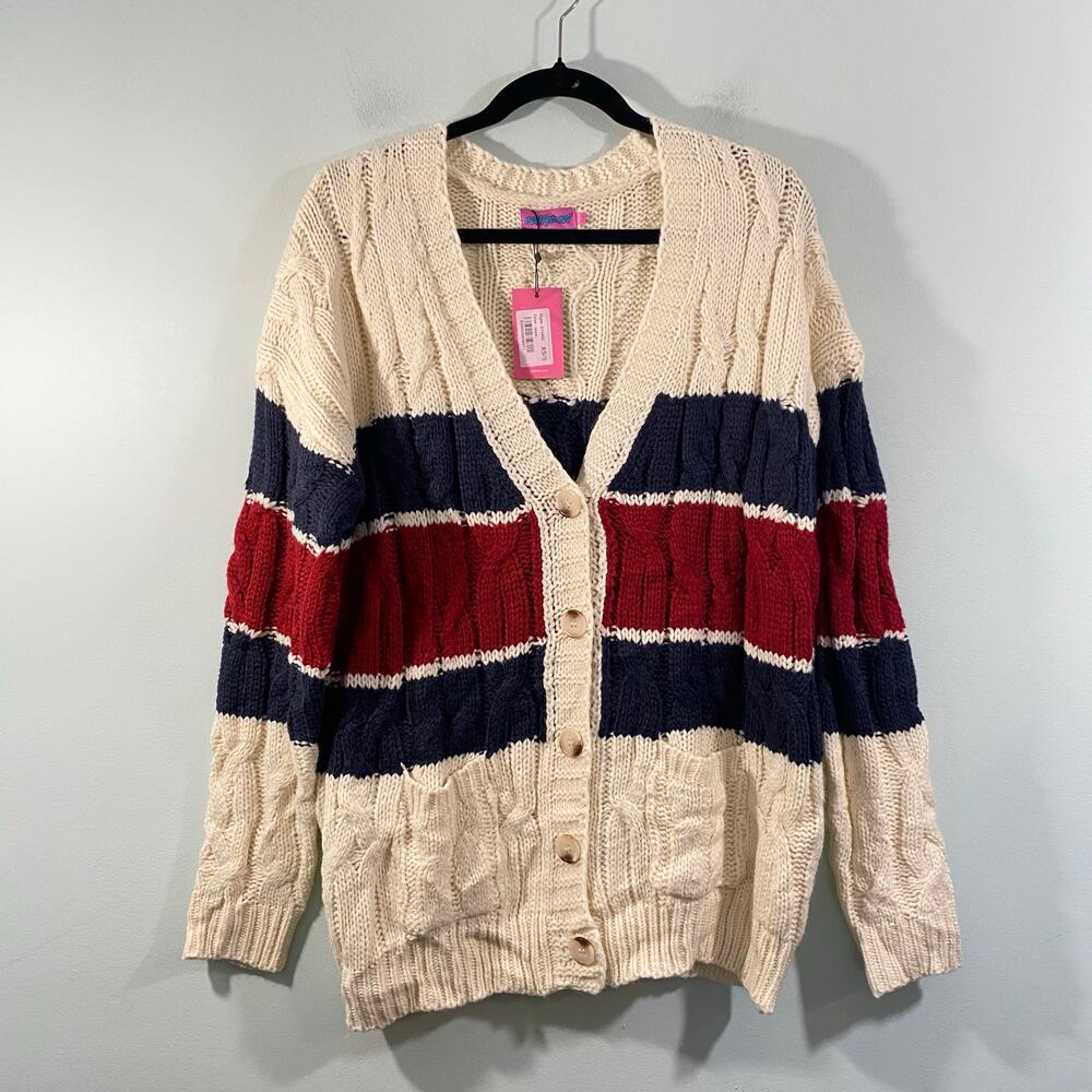 Edikted Women Cream Tinsley Oversized Cable Knit Cardigan Size XS/S NWT - Picture 2 of 9